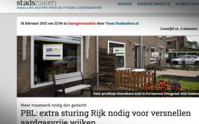 Stadszaken.nl: PBL; extra sturing Rijk nodig voor versnellen aardgasvrije wijken