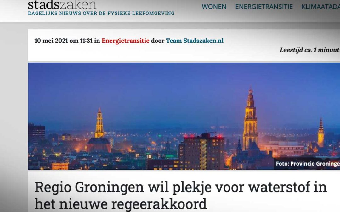 Screenshot website Stadszaken.nl over Groningen en Waterstof